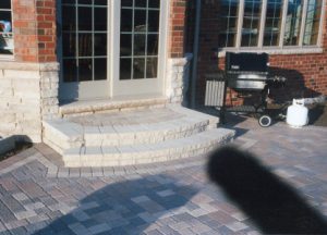 brick patio and steps