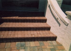 brick patio and steps